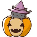 【ハロウィン素材】かぼちゃと魔女猫