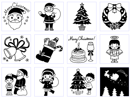 クリスマスのかわいい白黒イラスト全部無料で使えるぞ 年賀状 はがき作成ナビ